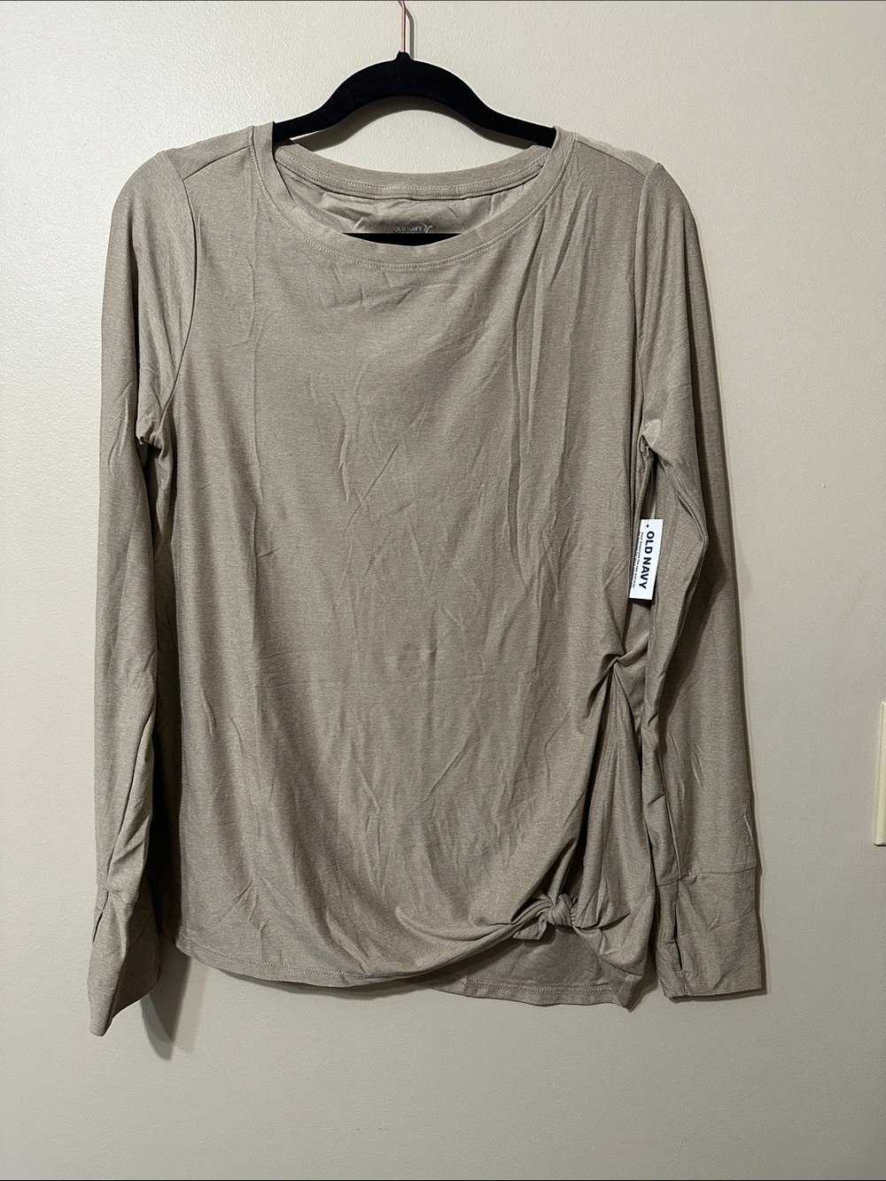 Old Navy Active Cloudmotion Long Sleeve Side-Tie Top - Taupe